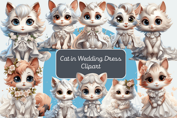 Charming Cat in Wedding Dress Clipart for Creative Projects