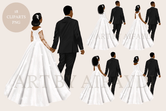 Creating Inclusive Wedding Designs with Dark Skin Couple Clipart