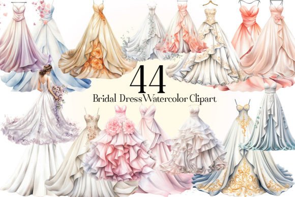 Elegant Wedding Clipart & Bridal Gowns for Your Projects