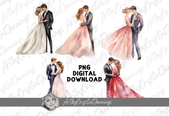 Elegant Wedding Couple & Prom Couple Clipart PNG