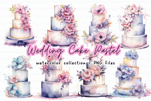 Elevate Your Projects with Wedding Cake Pastel Watercolor Clipart