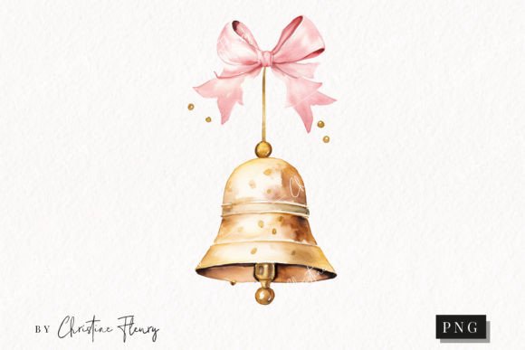 Elevate Your Wedding Designs with Watercolor Gold Bell Clipart