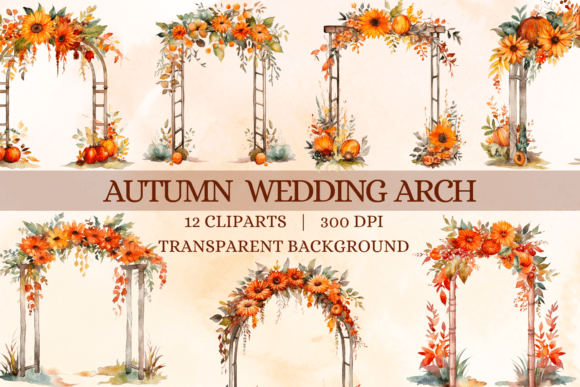 Embrace the Season: Autumn Wedding Arch Watercolor Clipart