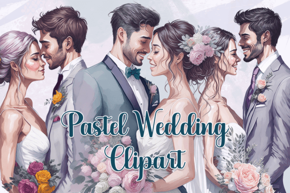Enchanting Watercolor Pastel Wedding Clipart