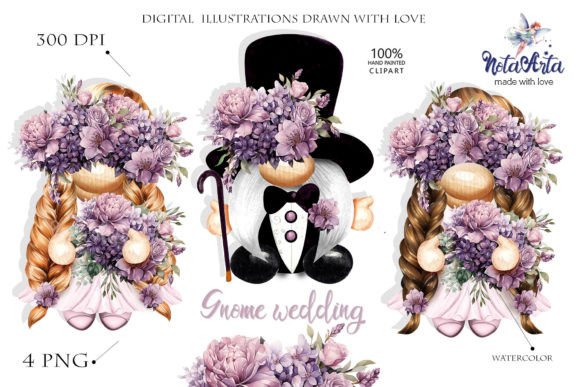 Enchanting Wedding Design with Gnome Wedding Bliss Watercolor