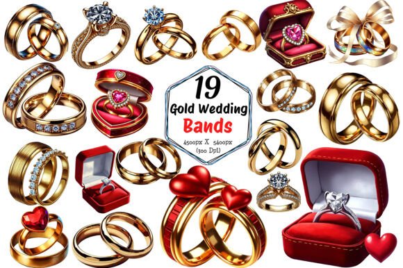 Gold Wedding Bands Sublimation Clipart: Elevate Your Designs