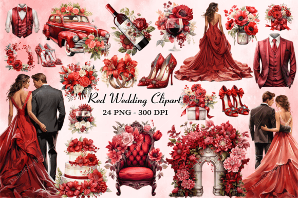 Red Wedding Watercolor Clipart Bundle: A Designer's Deep Dive
