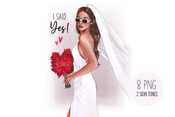 Stylish Bride Clipart: The Modern Wedding Design Asset