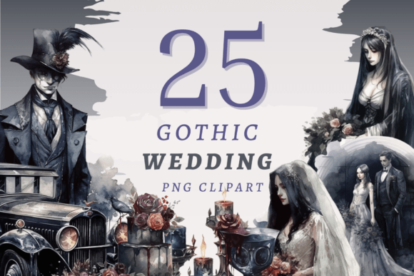 Unleash Dark Romance: A Gothic Wedding PNG Bundle for Your Projects