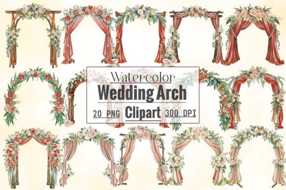 Watercolor Wedding Arch Clipart: Essential Design Assets