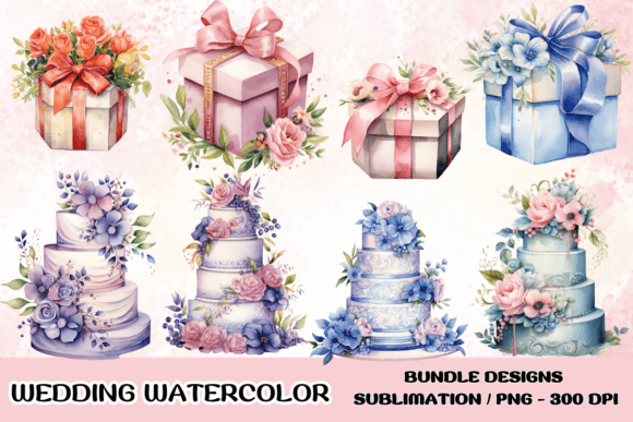 Watercolor Wedding Clipart: Sublimation & Instant Download