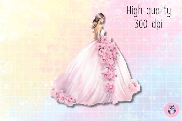 Watercolor Wedding Dress, Spring Flower: A Dreamy Design Asset