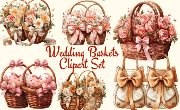 Wedding Baskets Clipart Set: Your Go-To for Elegant Crafts