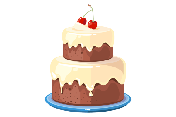 Wedding Cake with Cherry: A Sweet Cartoon Chocolate Pastry Font